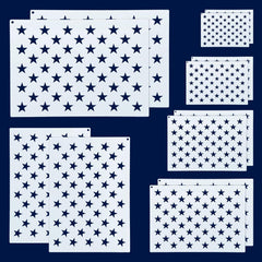 WISYOK 12 Pieces American Flag 50 Star Stencil Templates, 6 Sizes American Flag Templates, Ideal for DIY Crafts Design, Independence Day Project Die Cut Vinyl Decal