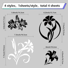 GORGECRAFT 4 Styles Lily Flower Car Sticker, Die Cut Vinyl Decal