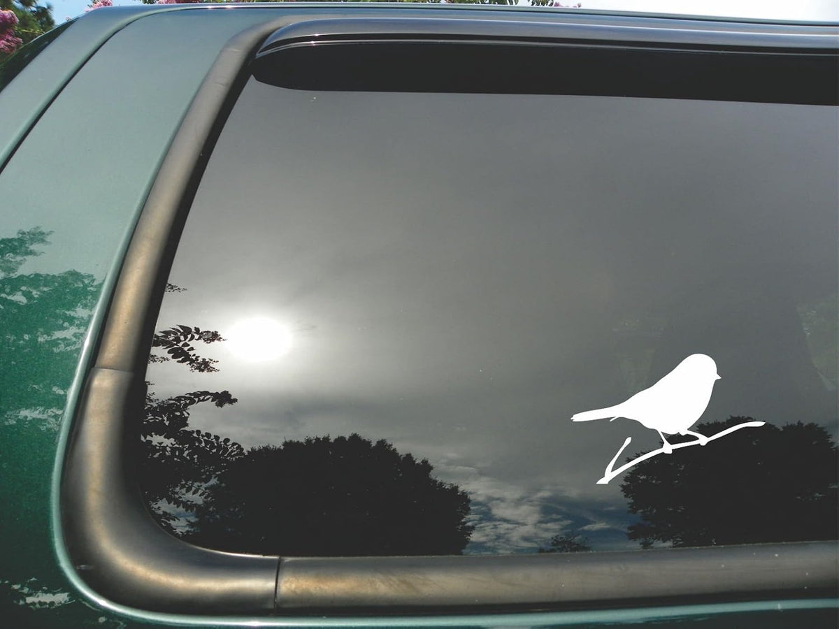 Bird on Branch- Die Cut White Vinyl Window Decal Die Cut Vinyl Decal