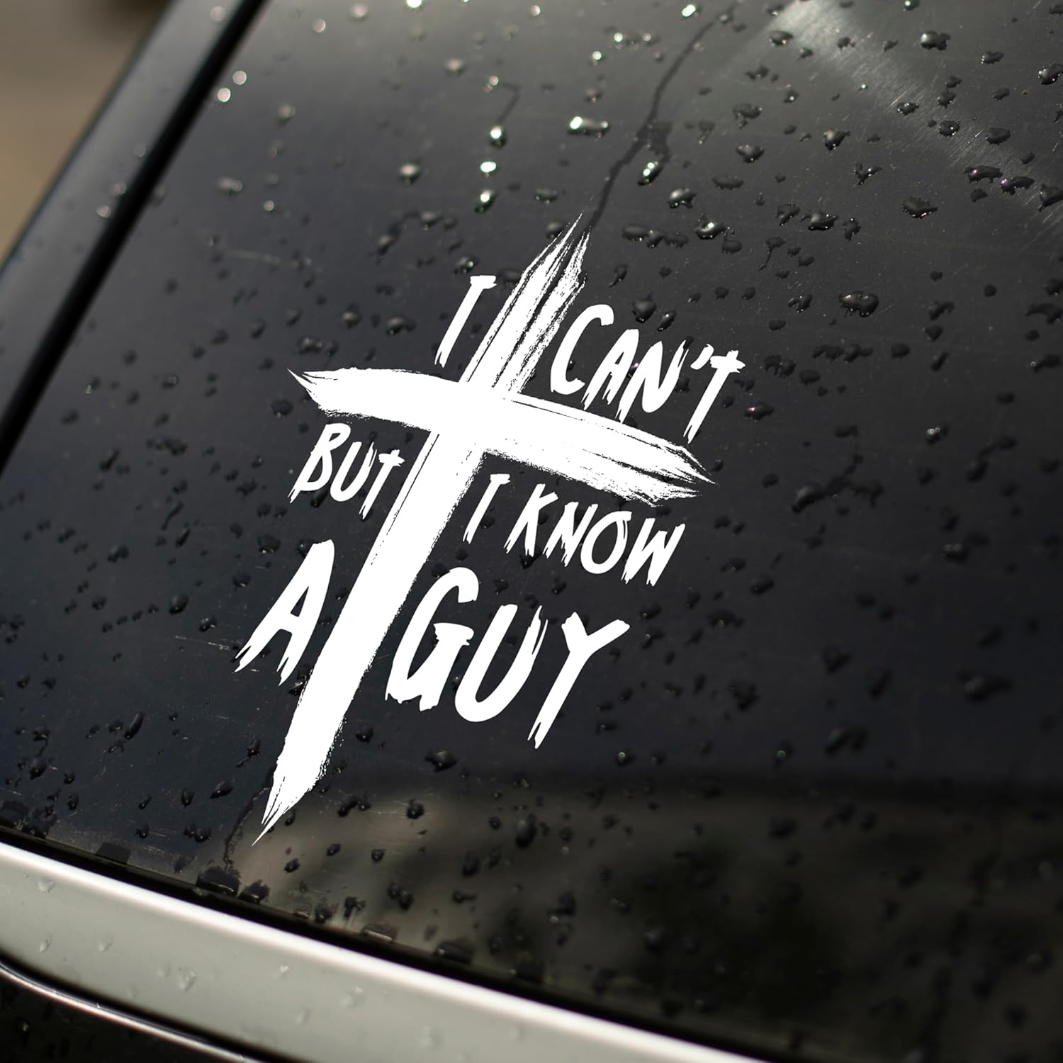 I Can't But I Know A Guy Car Decals, Christ Religious Sign for Car Bumper Truck, Christian Jesus Cross Car Vinyl Decal, RV Vans SUV Window Laptop, Inspirational Faith Gift Idea Die Cut Vinyl Decal