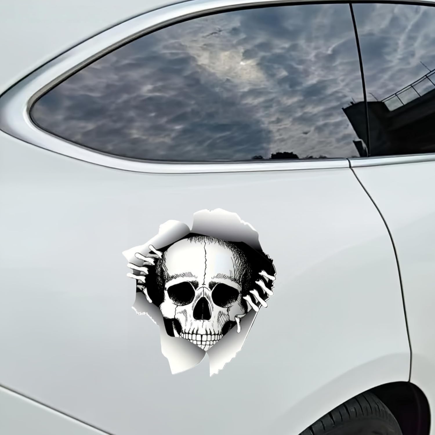 Skull Car  Die Cut Vinyl Decal