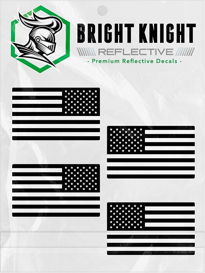 Bright Knight Reflective American Flag, Die Cut Vinyl Decal