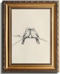 Vintage Gold Framed Wall Art Hummingbird Sketch Canvas  Die Cut Vinyl Decal