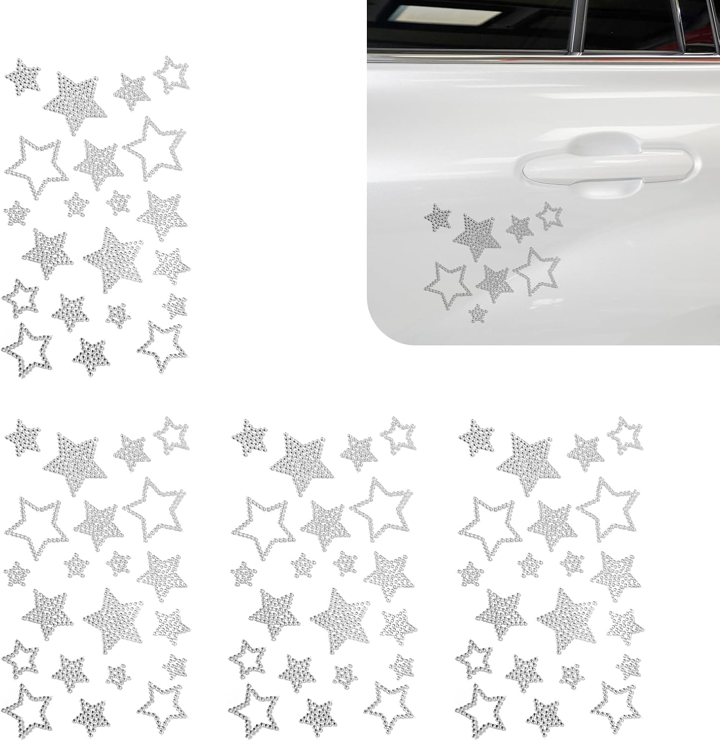Ferianl 84PCS Rhinestone Star Die Cut Vinyl Decal
