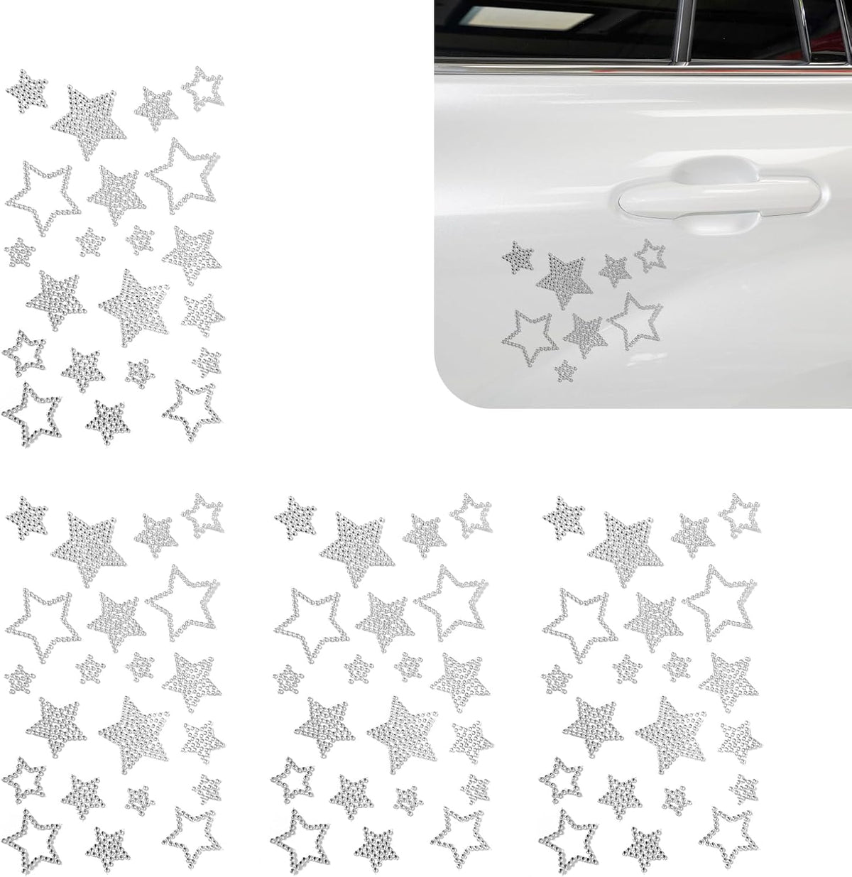 Ferianl 84PCS Rhinestone Star Die Cut Vinyl Decal