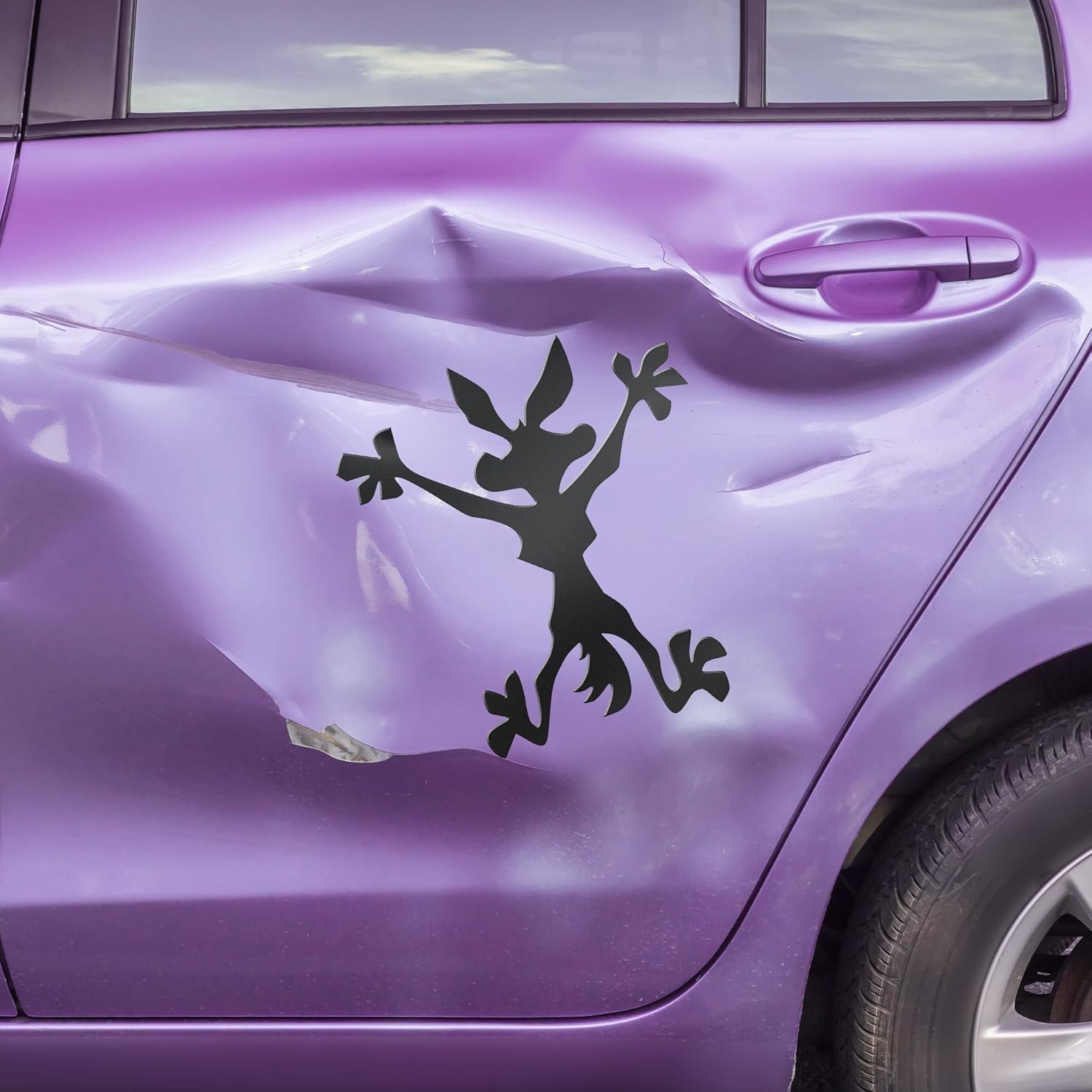 Wile E Coyote Crash Decal Sticker – Funny Vinyl Dent Cover for Cars Die Cut Vinyl Decal