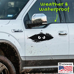 Stickios Car Decal - Peeking Monster Bumper Sticker for Cars, Trucks, Golf Carts, Vehicle Windows, Dents & Scratches - Large Vinyl Car Sticker - Made in USA  Die Cut Vinyl Decal