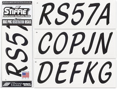 Whipline Solid Black/White 3" Alpha-Numeric Registration, Die Cut Vinyl Decal
