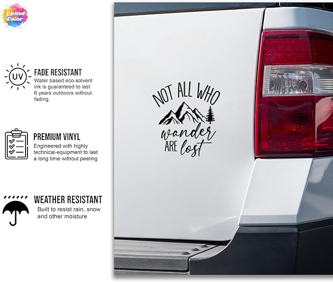 Not All Who Wander are Lost - Mountain - Vinyl Die Cut Vinyl Decal/ Bumper For Windows, Cars, Trucks, Laptops, Etc.