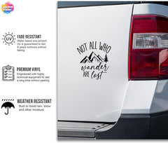 Not All Who Wander are Lost - Mountain - Vinyl Die Cut Vinyl Decal/ Bumper For Windows, Cars, Trucks, Laptops, Etc.