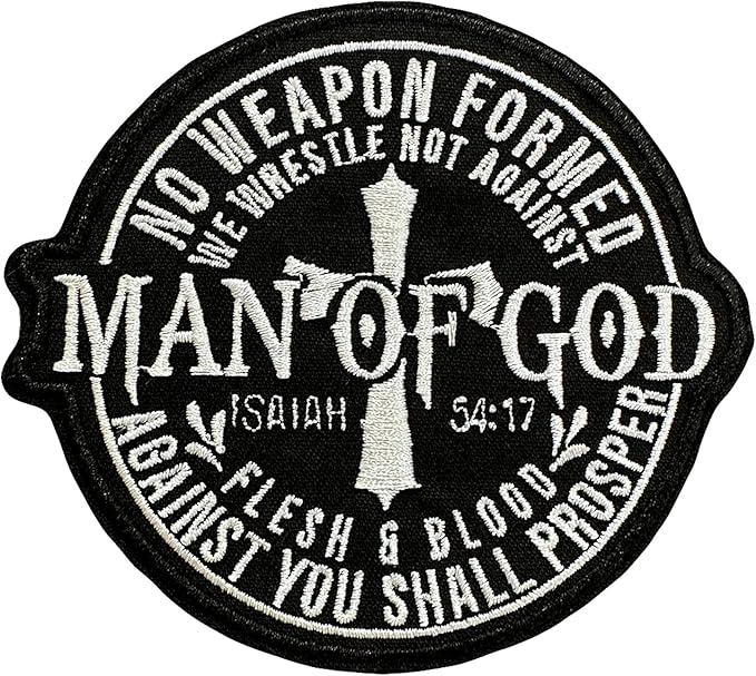Man of God Patch Isaiah 54:17 Cross Nails Die Cut Vinyl Decal