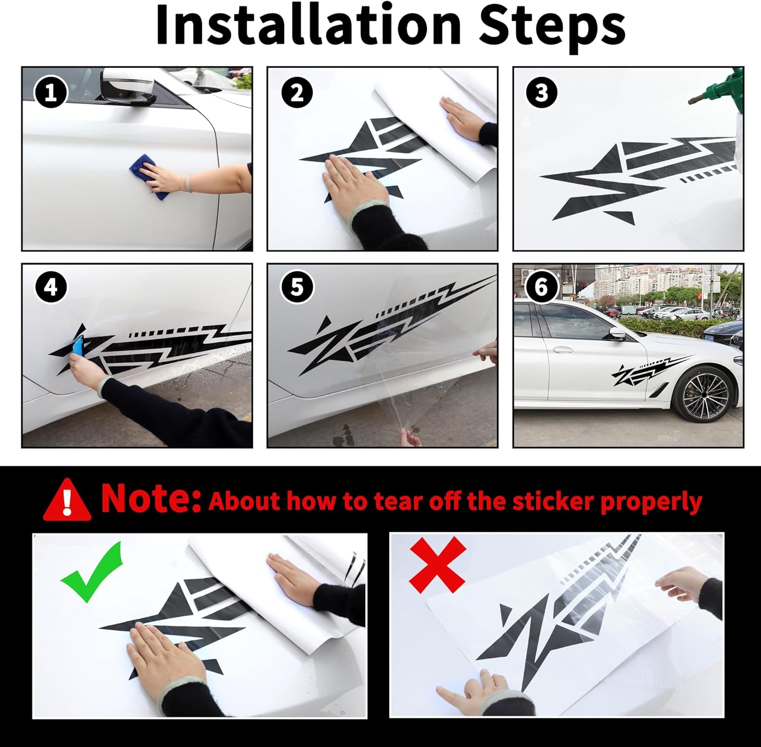TOMALL 2Pcs Meteor Graphics Car Body Side Stickers Star Racing Sports Stripe Decal for Car Universal Vinyl Self-Adhesive Decal Decoration Accessories for Truck SUV Off-Road Vehicles Die Cut Vinyl Decal