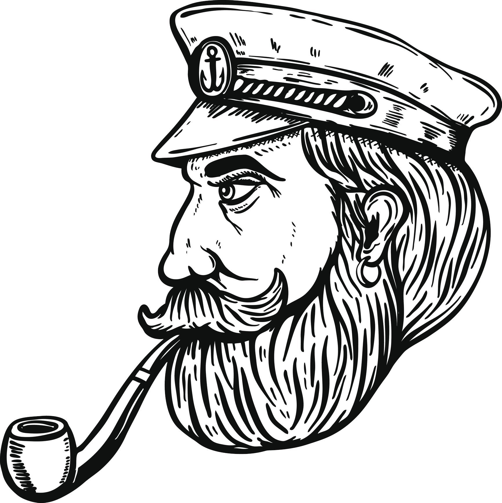 Cool Stern Black and White Hairy Beard  Die Cut Vinyl Decal