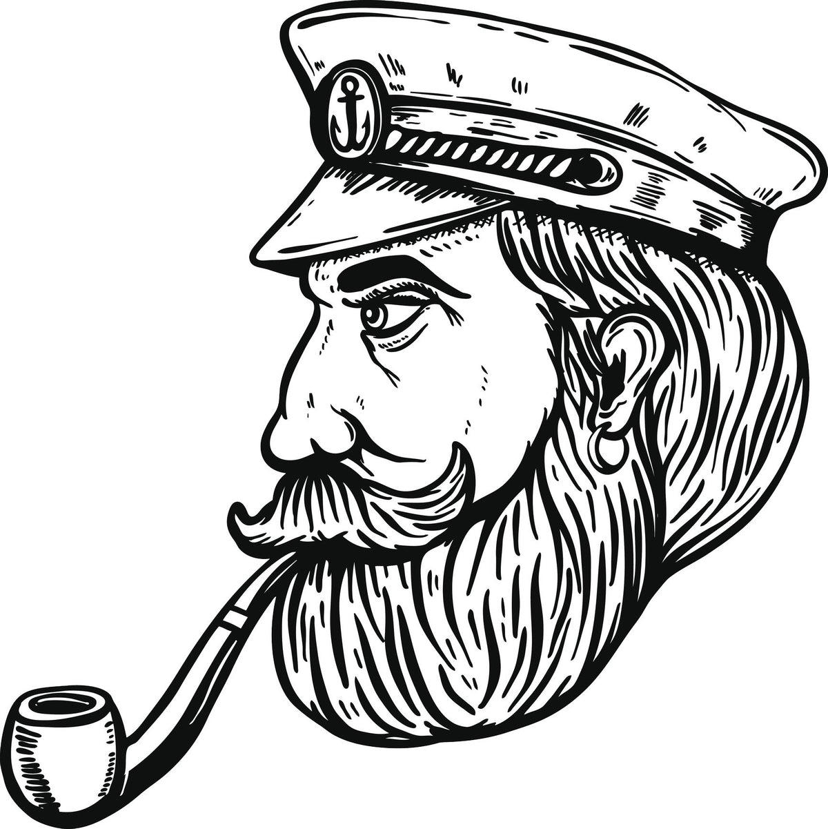 Cool Stern Black and White Hairy Beard  Die Cut Vinyl Decal
