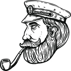 Cool Stern Black and White Hairy Beard  Die Cut Vinyl Decal