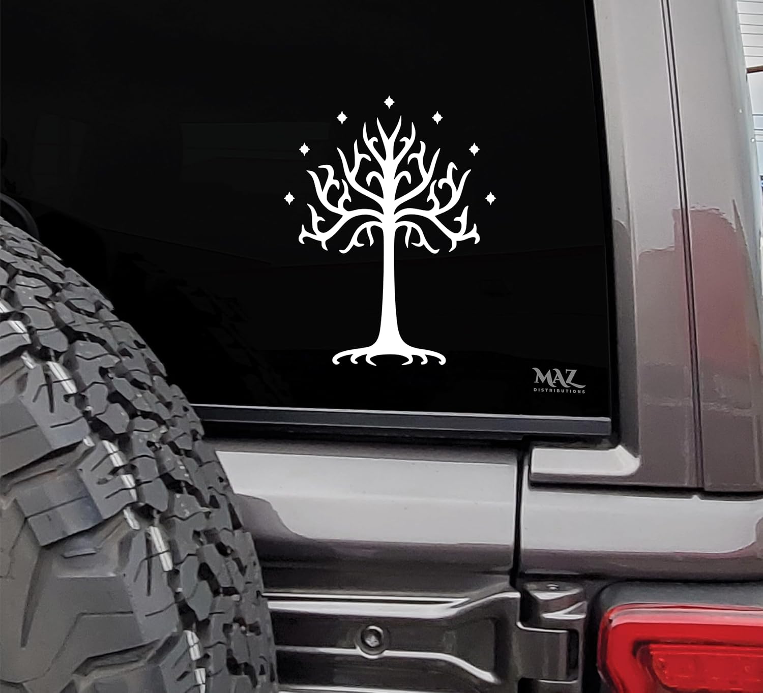 MAZ DISTRIBUTIONS - Tree of Gondor LOTR – Love Sign Vinyl Decal for Laptop – Waterproof Sticker for Waterbottle – Indoor and Outdoor Sticker for Mailbox – Easy Use for Car, Van & Bike - MAZ Die Cut Vinyl Decal