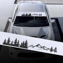 TOMALL 51'' Mountain Tree Forest Vinyl Decals for Car Front Rear Windshield Auto Mountains Graphic Stickers Waterproof Transparent Decoration for Car Window Vehicles Universal Decals Accessories-Black Die Cut Vinyl Decal