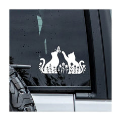 MYMKO Butterfly Floral Cat Decal, Wildflower Car Window Decals Die Cut Vinyl Decal