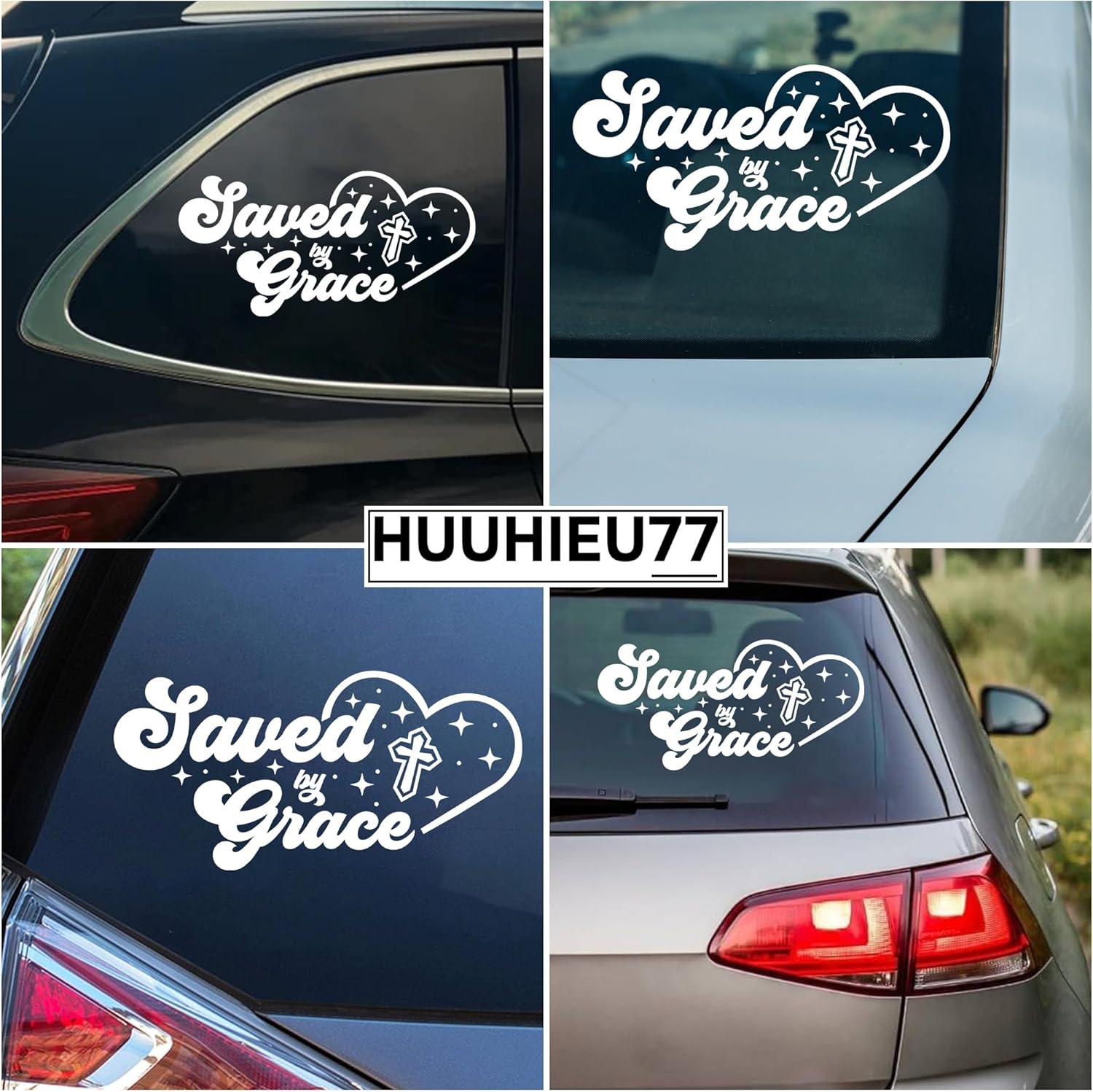 Ephesians 2 8-9 Saved by Grace Car Decal Christian, Bible Verse, Catholic Car Accessories Vinyl Waterproof 11" x 5.4" Bumper Decal for Car Truck Window Laptop Die Cut Vinyl Decal