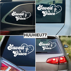Ephesians 2 8-9 Saved by Grace Car Decal Christian, Bible Verse, Catholic Car Accessories Vinyl Waterproof 11" x 5.4" Bumper Decal for Car Truck Window Laptop Die Cut Vinyl Decal