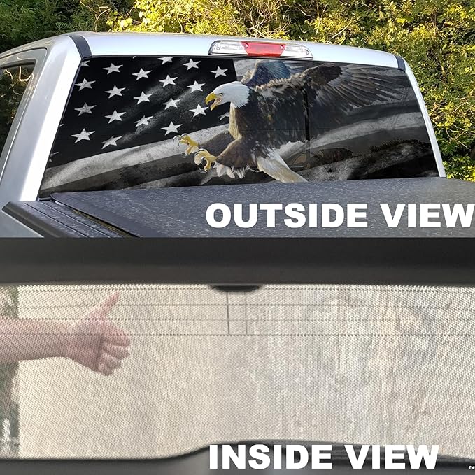 Rear Window Decal for Trucks,American Flag Vinyl Die Cut Vinyl Decal/ Bumper For Windows, Cars, Trucks, Laptops, Etc.