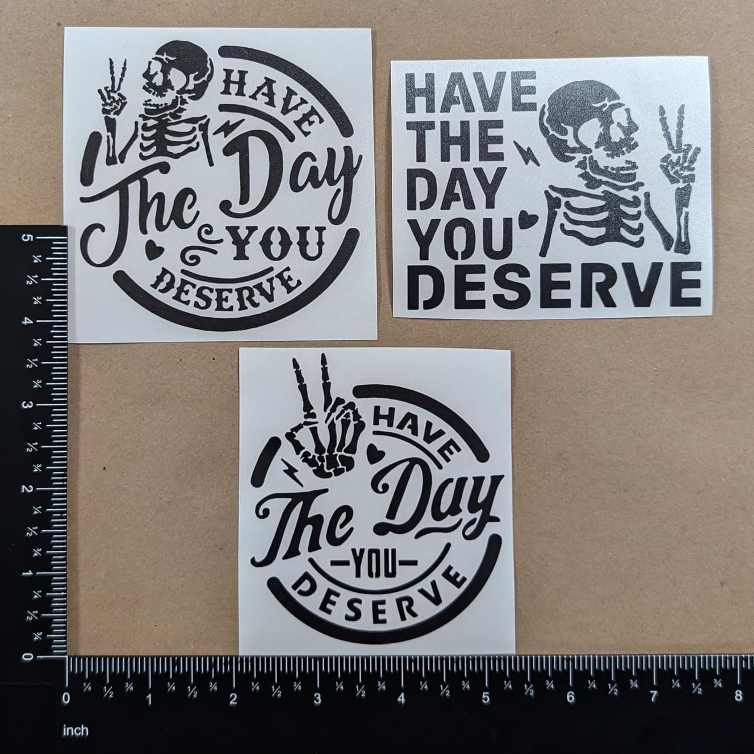 Have The Day You Deserve Decal 3 Pack: Die Cut Vinyl - Have The Day You Deserve Skeleton Peace Sign Decals  Die Cut Vinyl Decal