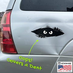 Stickios Car Decal - Peeking Monster Bumper Sticker for Cars, Trucks, Golf Carts, Vehicle Windows, Dents & Scratches - Large Vinyl Car Sticker - Made in USA  Die Cut Vinyl Decal