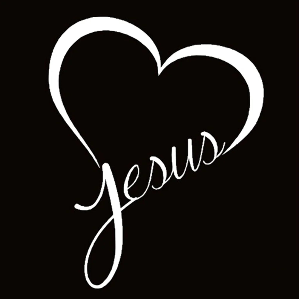 Opvise Jesus Heart Removable Waterproof Car Styling Window Bumper Decal Decor Sticker | Die Cut Vinyl Decal/ Bumper For Windows, Cars, Trucks, Laptops, Etc.
