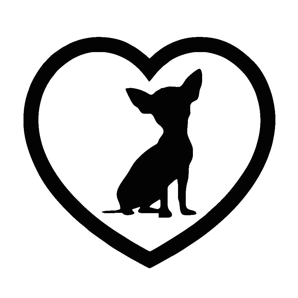 SPRING PARK Cute Chihuahua Dog Heart Car Vehicle Body Window Reflective Decals Sticker Decor | Die Cut Vinyl Decal/ Bumper For Windows, Cars, Trucks, Laptops, Etc.