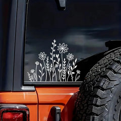 Wildflowers Boho Fun Reflective Car Vinyl Sticker, Plant Lover Gift Idea, Bumper Sticker, Car Sticker, Decorative Car Window  Die Cut Vinyl Decal/ Bumper For Windows, Cars, Trucks, Laptops, Etc.