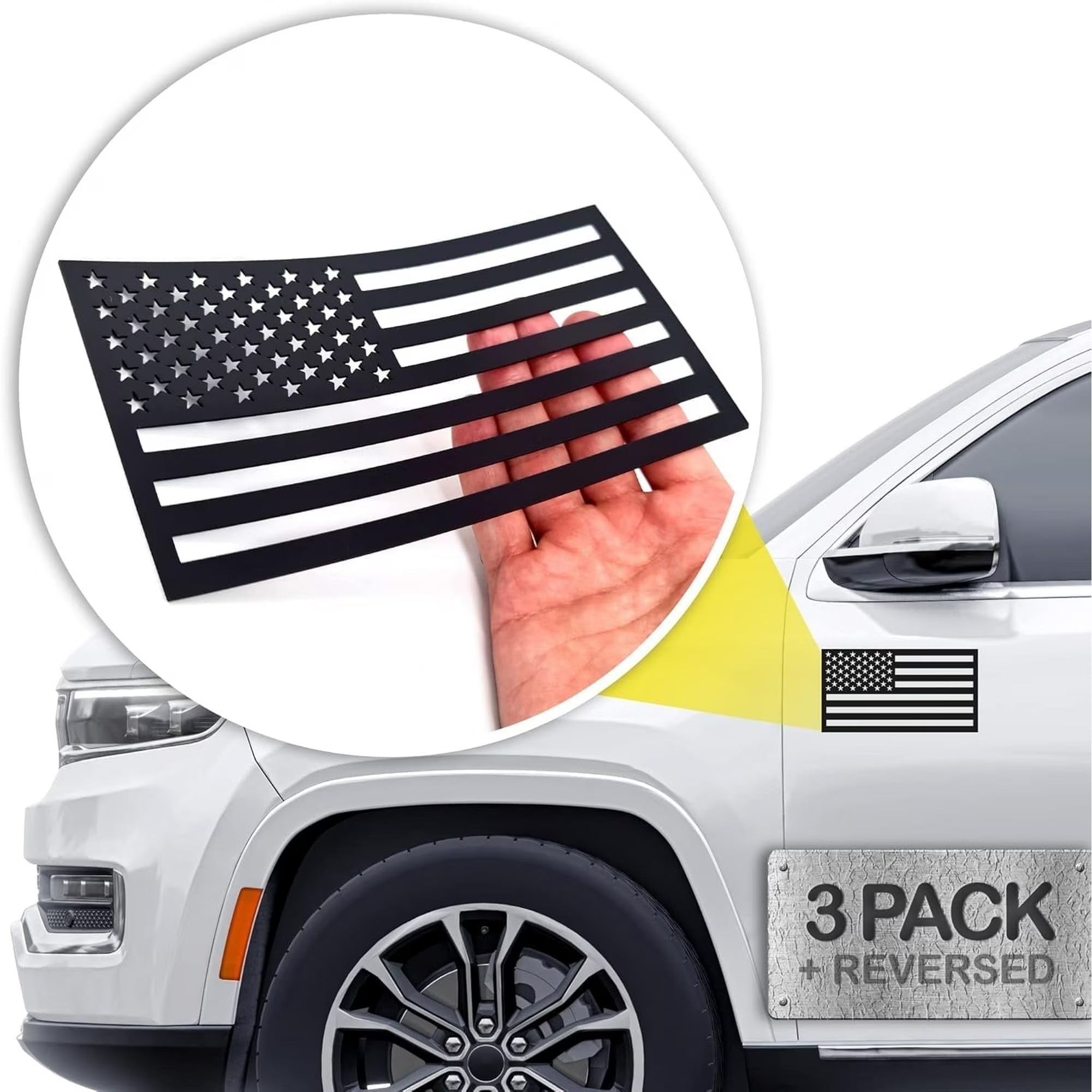 HMMAGNETS Magnetic Sticker, American Flag Magnetic Decals for Cars  Die Cut Vinyl Decal/ Bumper For Windows, Cars, Trucks, Laptops, Etc.