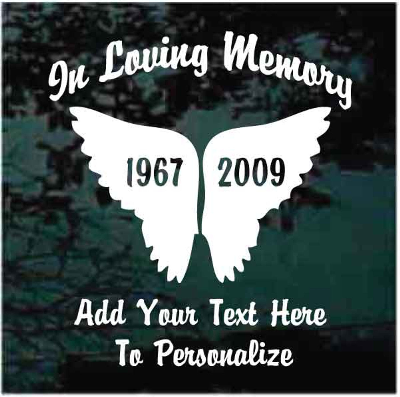 Angel Wings Silhouette Memorial Vinyl Die Cut Vinyl Decal/ Bumper For Windows, Cars, Trucks, Laptops, Etc.
