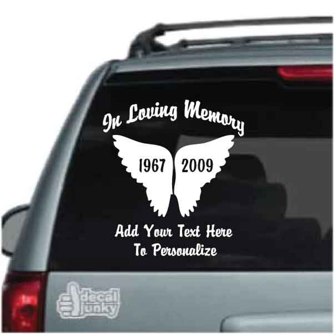 Angel Wings Silhouette Memorial Vinyl Die Cut Vinyl Decal/ Bumper For Windows, Cars, Trucks, Laptops, Etc.
