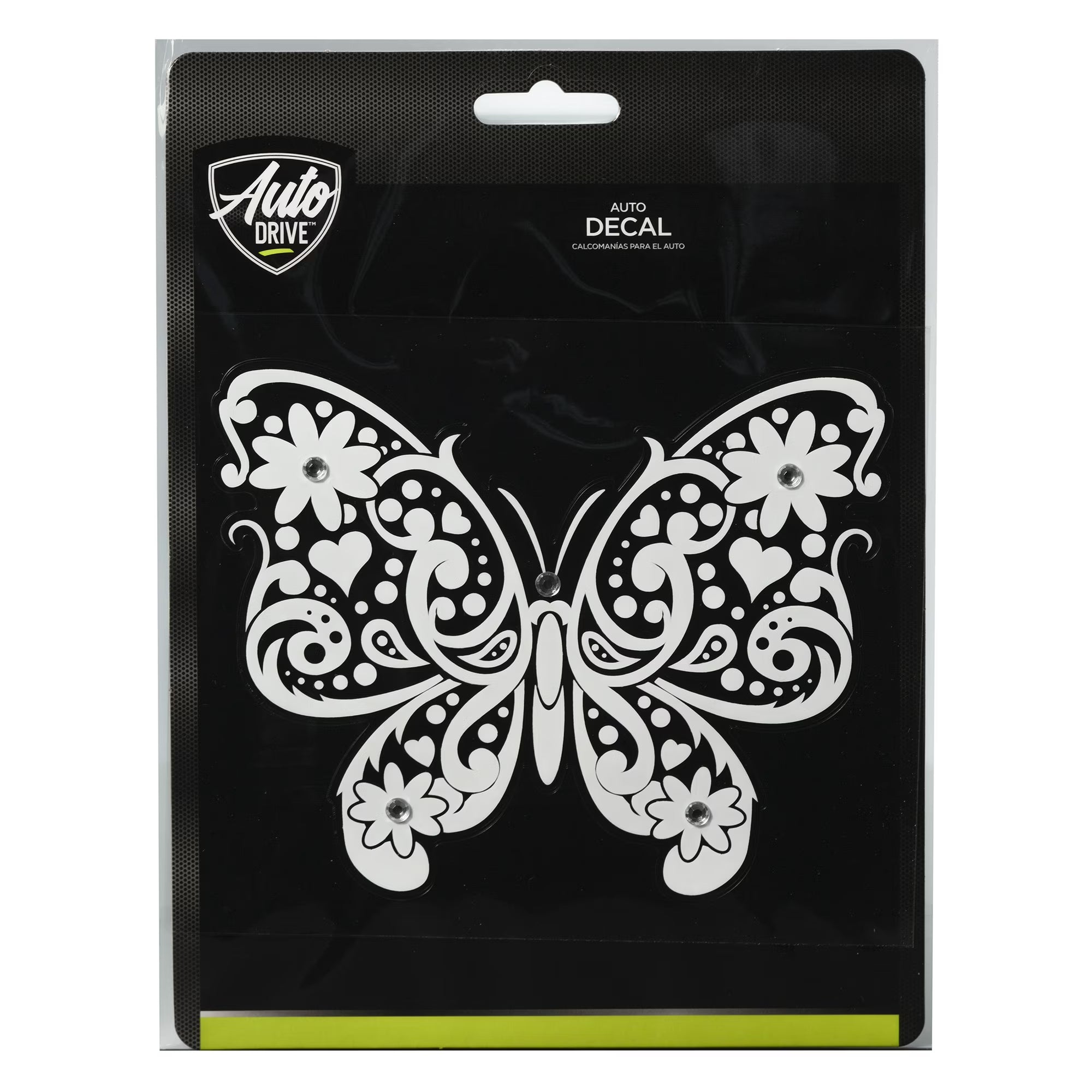 Auto Drive Rhinestone Butterfly Vinyl Vehicle Decal, White  Die Cut Vinyl Decal/ Bumper For Windows, Cars, Trucks, Laptops, Etc.