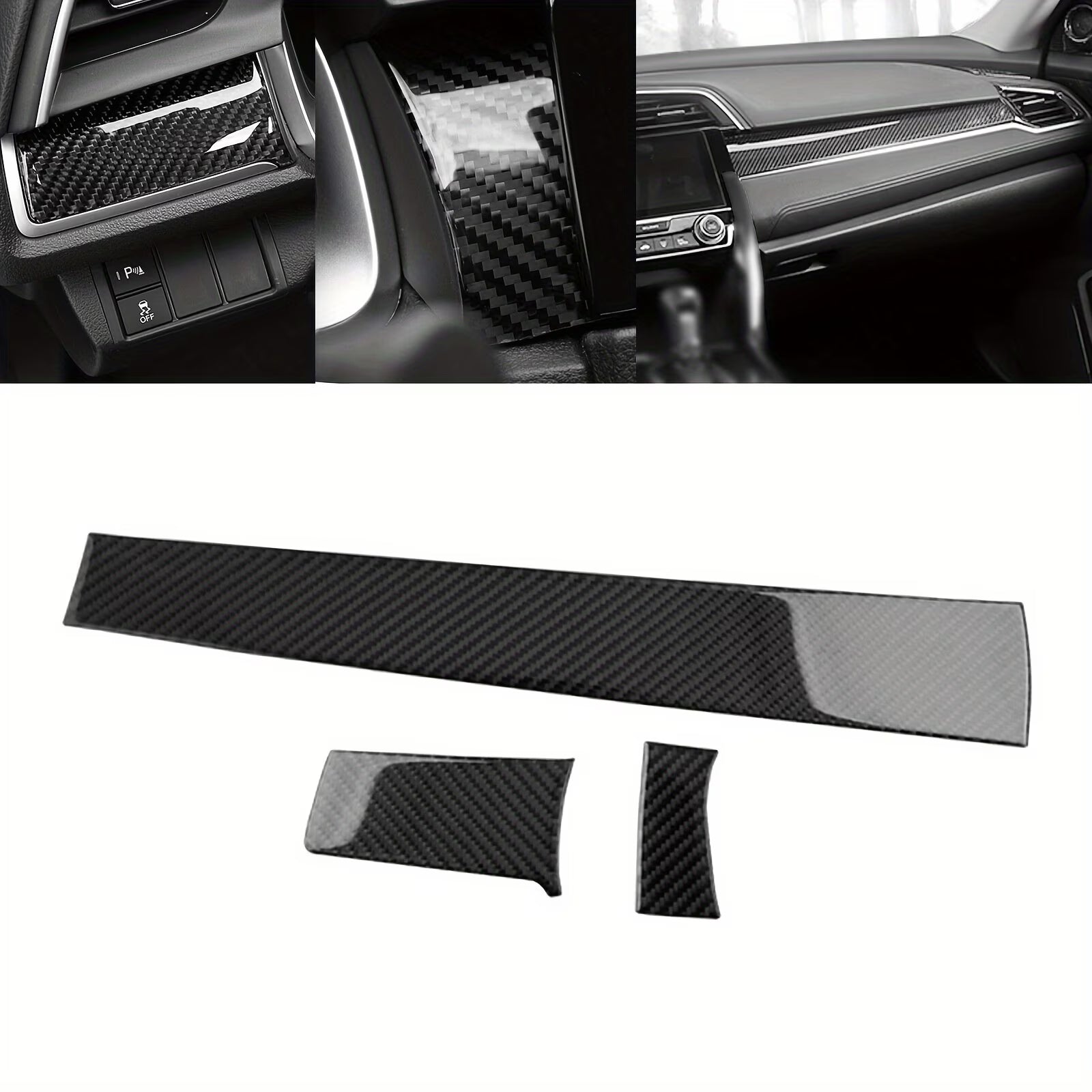 Carbon Fiber Dashboard Trim Sticker for Honda Civic 2016–2021, Center Console Interior Cover, Scratch-Resistant | Die Cut Vinyl Decal/ Bumper For Windows, Cars, Trucks, Laptops, Etc.