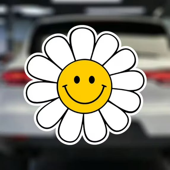Daisy Power Flower Car Decal, Waterproof Vinyl Sticker, 6-Year Outdoor Durability, Die-Cut Design | Die Cut Vinyl Decal/ Bumper For Windows, Cars, Trucks, Laptops, Etc.