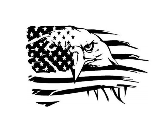 American Flag Bald Eagle Die Cut Vinyl Decal