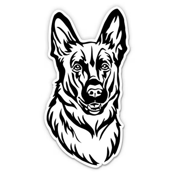 Pastor Alemán en Blanco y Negro Die Cut Vinyl Decal