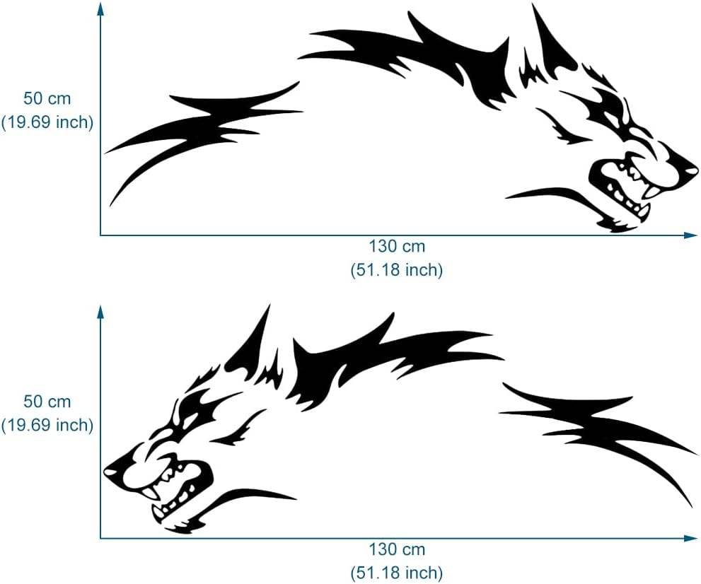 2Pcs/set Running Wolf Graphics Car Body Sticker , Die-Cut Decal