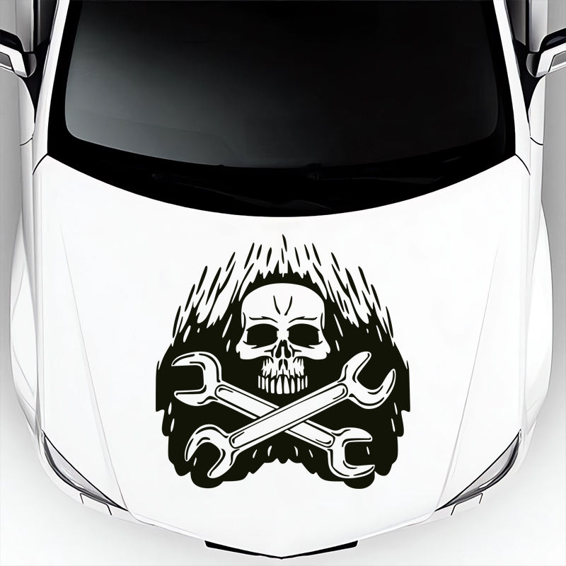 Skull Hood Sticker Personalized Car Decals DIY Modelling Bonnet Graphics , Die-Cut Decal