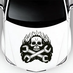 Skull Hood Sticker Personalized Car Decals DIY Modelling Bonnet Graphics , Die-Cut Decal