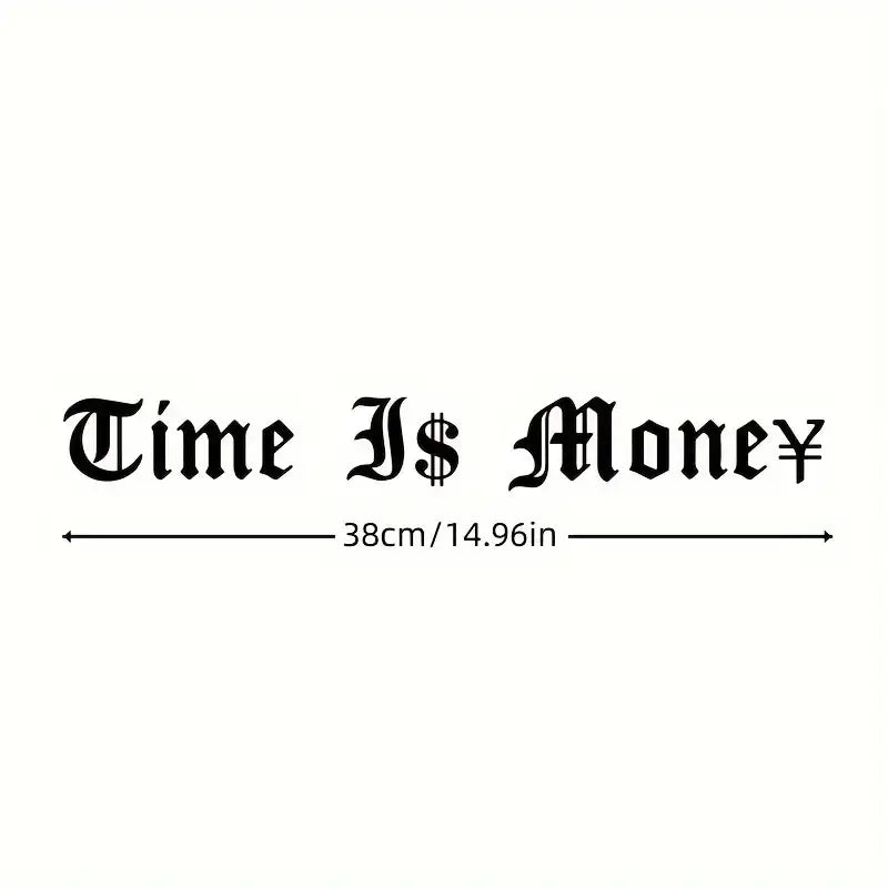 Vehicle Decoration Time Is Money Colorful Car Decal Waterproof Creative Lettering PVC Sticker, Die-Cut Decal