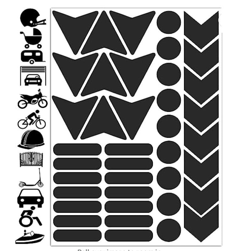 Black PRismatic Reflective Helmet Stickers Safety Adhesive PET Material, Die-Cut Decal