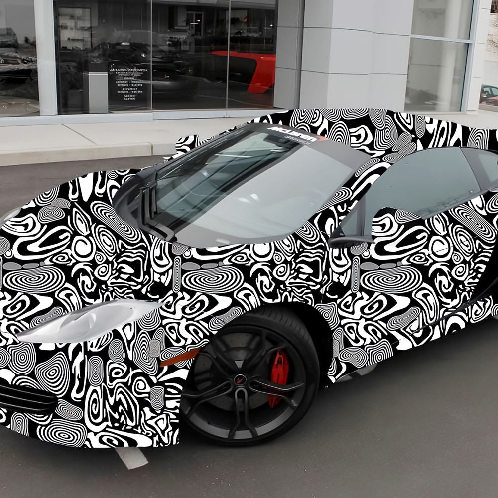 Factory Customized PVC Self-adhesive 3D Black and White zebra Pattern  , Die-Cut Decal