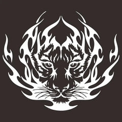 Flaming Predator Auto Fierce Tiger Head Hood Decal Car, Die-Cut Decal