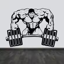 Bodybuilder Gym Fitness Coach Sport Muscles Wall Sticker Vinyl Weightlifting Dumbbells Decal Mural Art Decor Gym Club Mural S010 Die Cut Vinyl Decal