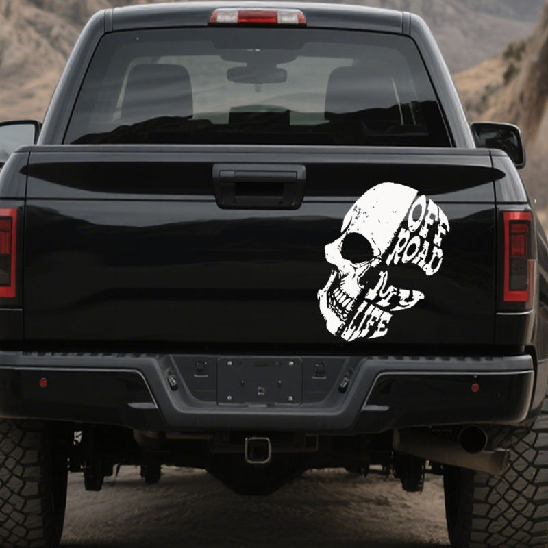 Waterproof Anti-Scratch Skull Alphabet Hood Sticker , Die-Cut Decal