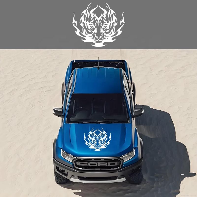 Tiger-striped Car Hood Sticker, Die-Cut Decal