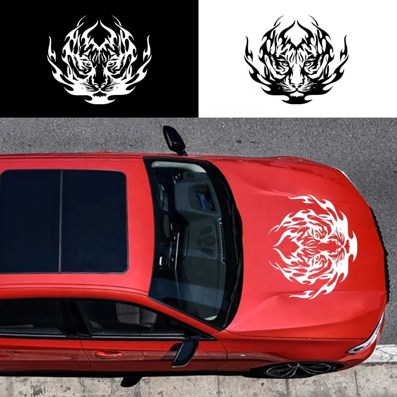 Tiger-striped Car Hood Sticker, Die-Cut Decal