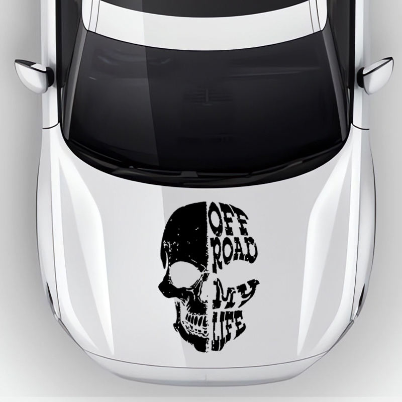 Waterproof Anti-Scratch Skull Alphabet Hood Sticker , Die-Cut Decal